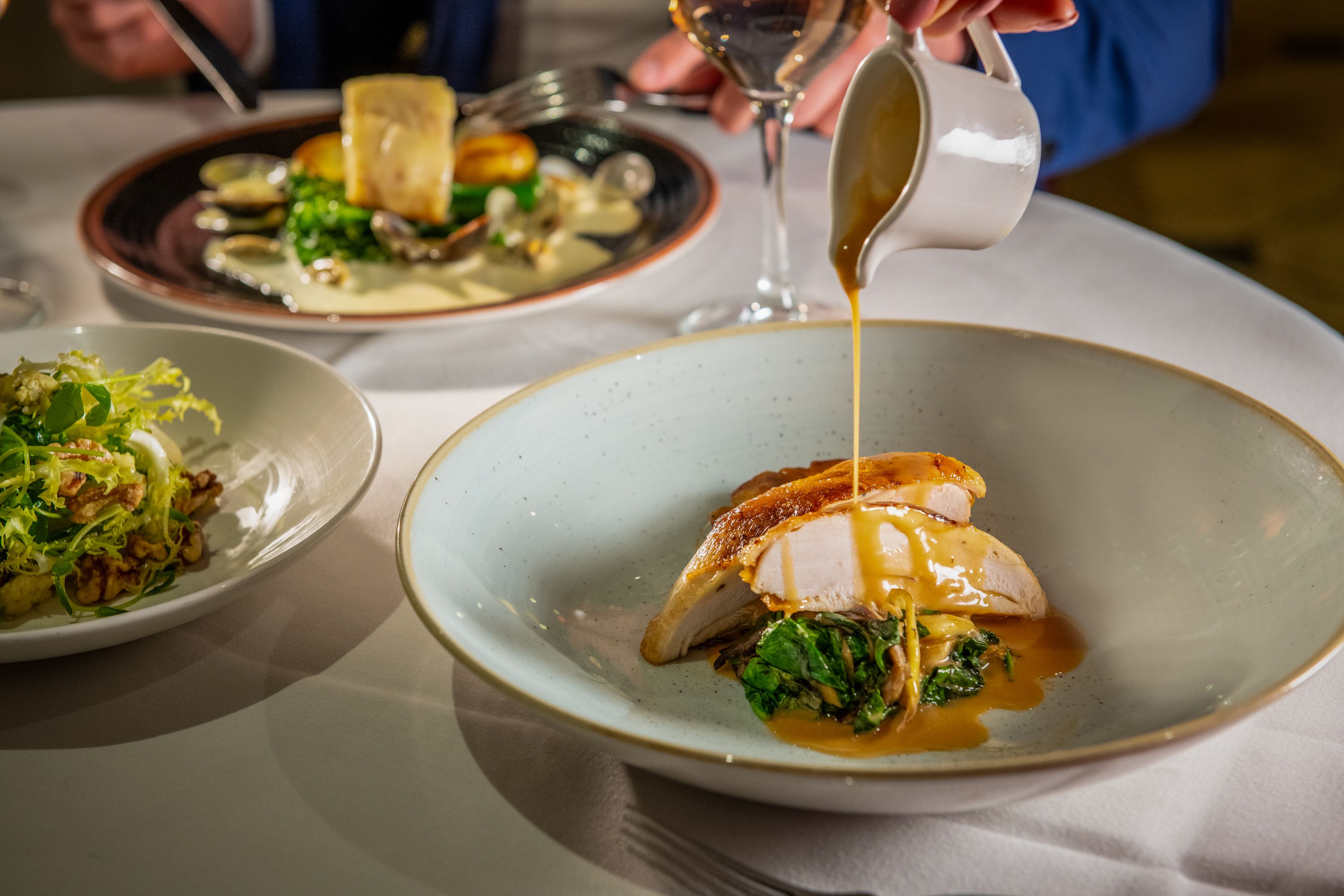 Chicken meal with gravy poured