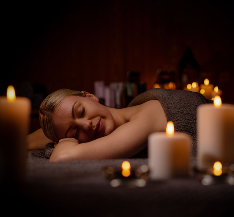 Lady relaxing in spa