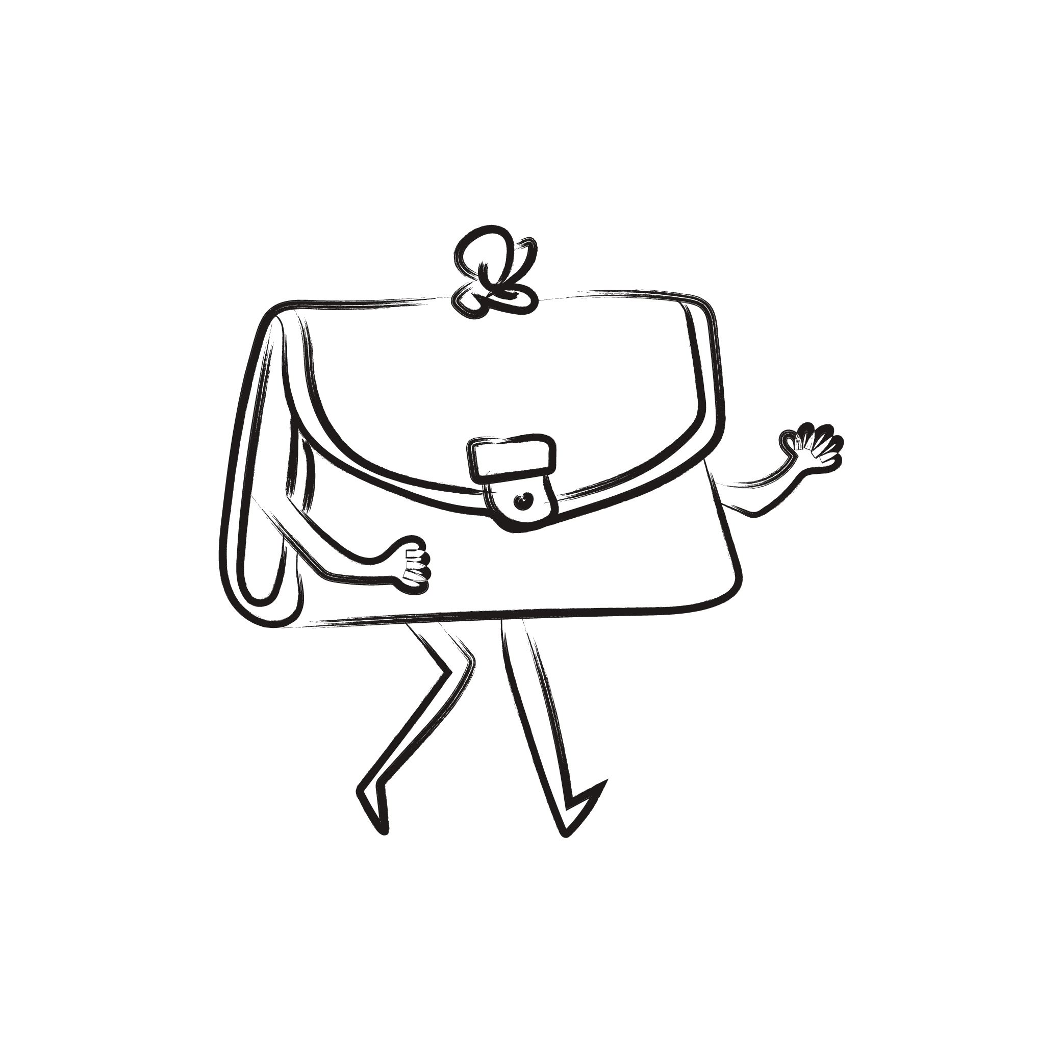 Illustration of walking purse