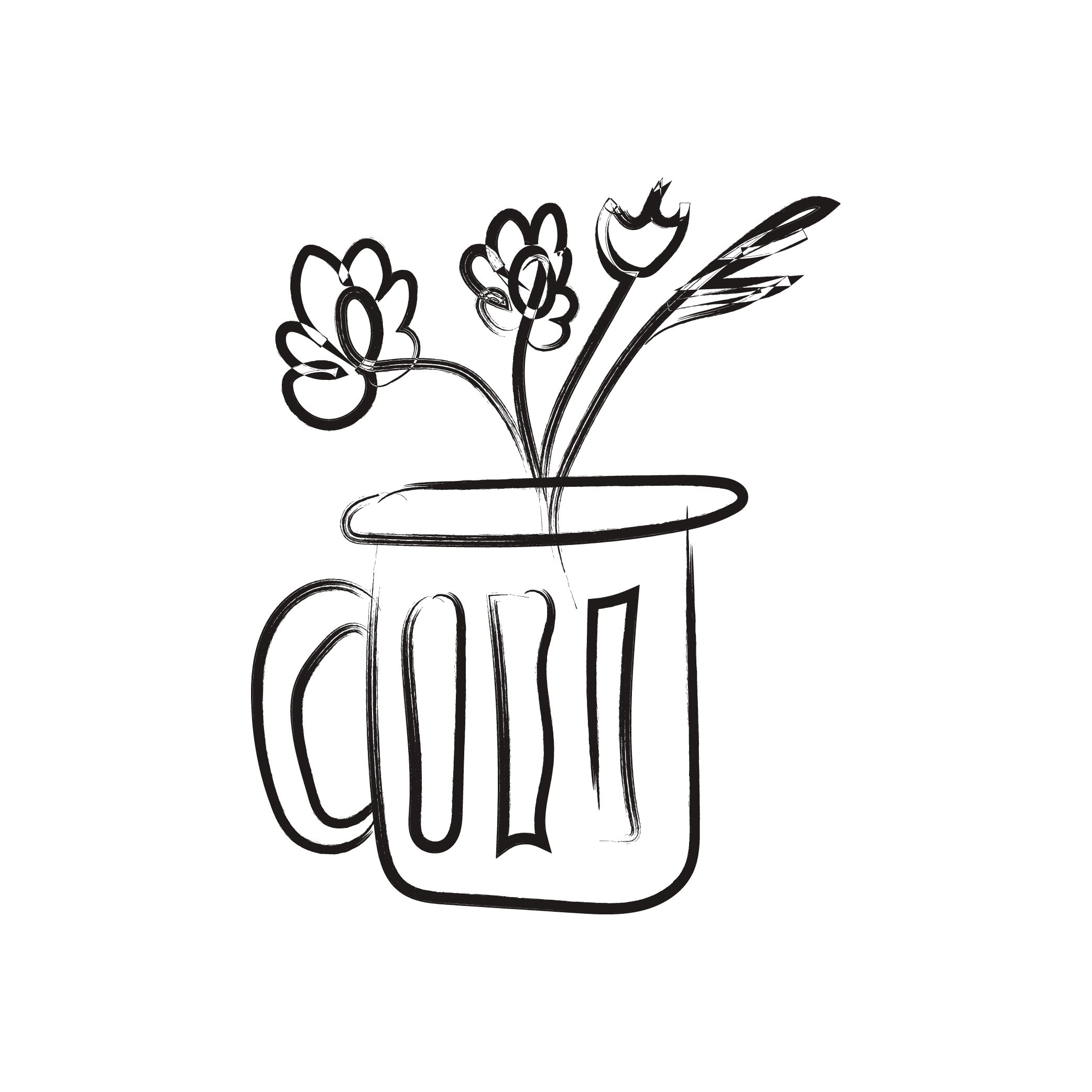 Illustration of flowers in beer glass