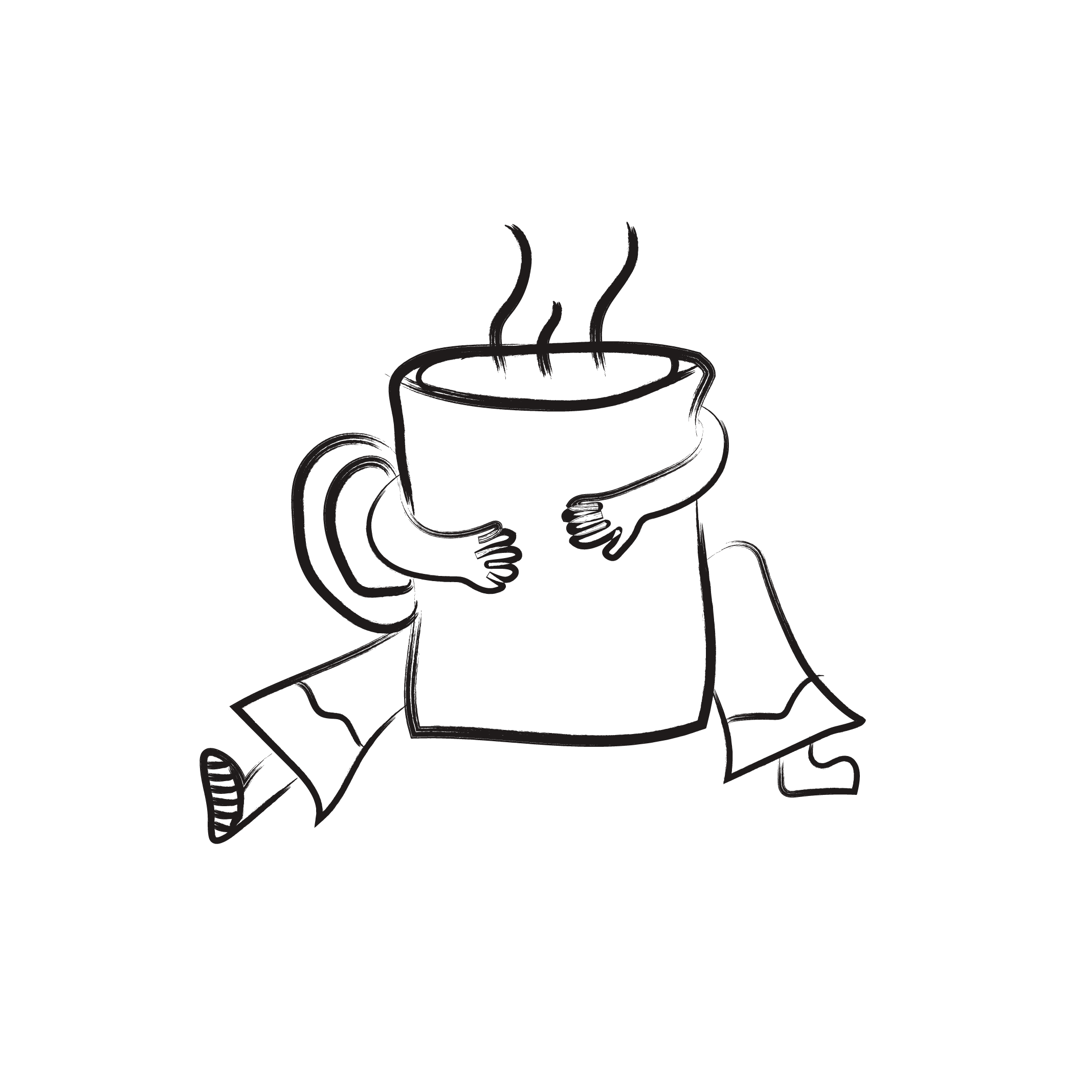 Illustration of mug being hugged